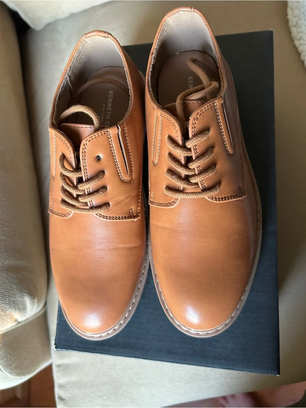 Boy’s Casual Lace-Up Leather Shoes - Tan by Kenneth Cole Size 2